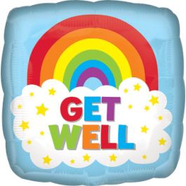 Rainbow Cloud Get Well Foil Balloon - 17-21 Inch - Image 1