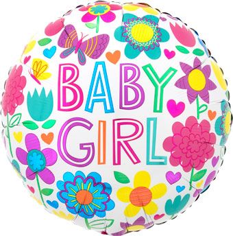 Baby Girl Floral Butterfly Balloons - 5-Pack - Image 1