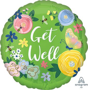 Get Well Floral Garden Balloons - 5-Pack - Image 1