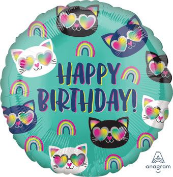 Cool Kitty Rainbow Balloons - 5-Pack - Image 1