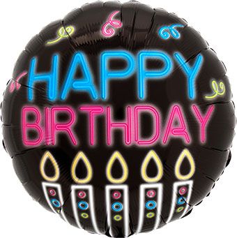 Happy Birthday Neon Balloon - 5-Pack - Image 1