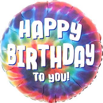 Tie Dye Birthday Balloons - 5-Pack - Image 1