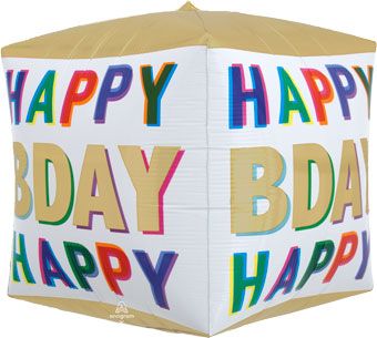 Happy Birthday Cube Balloon - 3-Pack - Image 1