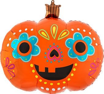 Day of the Dead Pumpkin Balloon - 3-Pack - Image 1