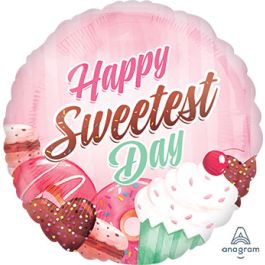 Pink Happy Sweets Balloon 18 Inch Round - Image 1