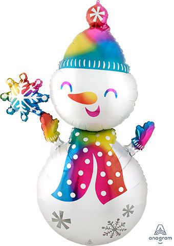Rainbow Snowman Balloon 55" - Party Supplies - Image 1