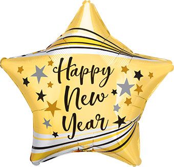 Happy New Year Star Balloon - 5-Pack - Image 1