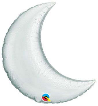 Crescent Moon Balloons - 5-Pack Silver 9" - Image 1