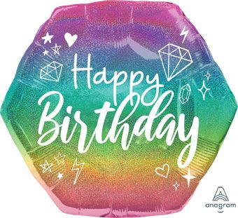 Happy Birthday Holographic Balloon 23 Inch - Image 1