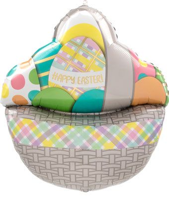 Happy Easter Egg Basket Balloons - 3-Pack - Image 1