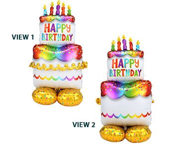 Happy Birthday Cake Balloon 53" Foil - Party Supplies - Image 1