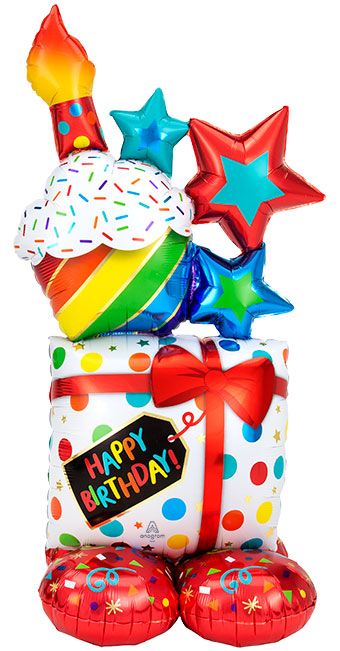 Birthday Balloon Gift Stacker 55" Foil - Image 1