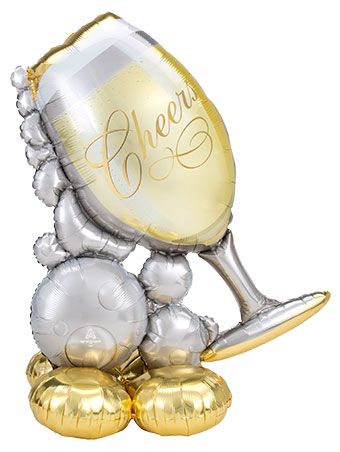Cheers Wine Glass Balloon 51" Foil - Party Decoration - Image 1