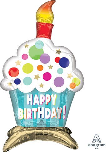 Happy Birthday Cupcake Balloon - 3-Pack - Image 1