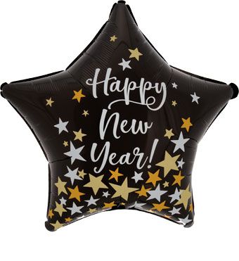 Happy New Year Star Balloon - 5-Pack - Image 1
