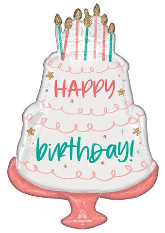 Birthday Cake Balloon 3-Pack - 35 Inch Foil - Image 1