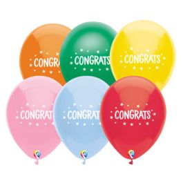 Assorted 'Congrats' Balloons 12 Inch - 50-Count Bulk Pack - Image 1