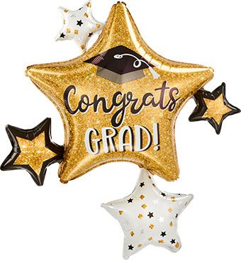 Congrats Grad Sparkle Star Balloon Cluster 35" - Image 1