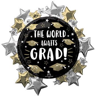 The World Awaits Grad Foil Balloon 30 Inch - Image 1