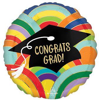 Congrats Grad Rainbow Balloon - 5-Pack - Image 1