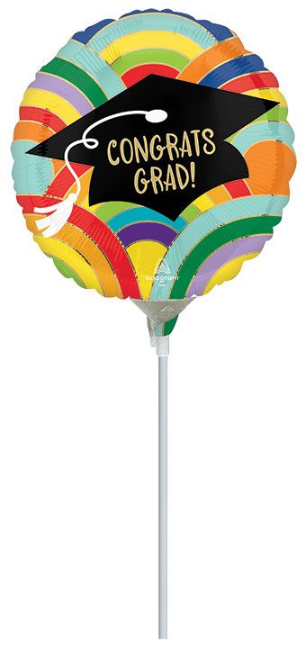 Congrats Grad Rainbow Balloon - 5-Pack - Image 1