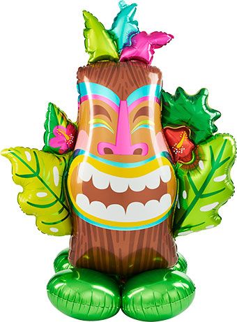 Tiki Head Balloon 53" Foil - Tropical Party - Image 1