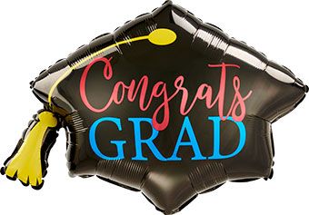 Congrats Grad Cap Balloon - 3-Pack - Image 1