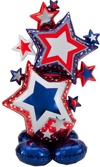Patriotic Star Cluster Balloon 59" - Party Decor - Image 1