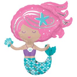 Mermaid Balloon 30 Inch Large Shimmer Foil - Image 1