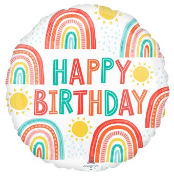 Retro Rainbow Balloons - 5-Pack - Image 1