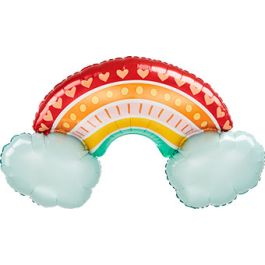 Retro Rainbow & Cloud Foil Balloon 37 Inch - Party Decor - Image 1