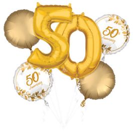 Happy 50th Anniversary Balloon Bouquet - 1 Unit - Image 1