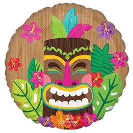 Tiki Mask Foil Balloon 18 Inch - Tropical Party Decor - Image 1