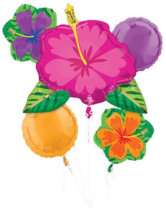 Summer Hibiscus Balloon Bouquet - Party Supplies - Image 1
