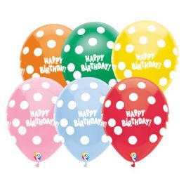 Assorted Polka Dot Balloons 12 Inch - 50 Count Happy Birthday - Image 1