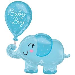 Baby Boy Elephant Foil Balloon 31 Inch - Image 1