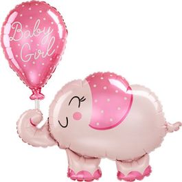 Baby Girl Elephant Foil Balloon 31 Inch - Image 1