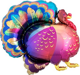 Glitter Turkey Balloons - 3-Pack - Image 1