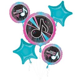 Music Note Bouquet Foil Balloons - Happy Birthday Decor - Image 1