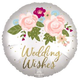 Wedding Wishes Floral Foil Balloon 18 Inch - Image 1