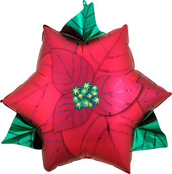 Poinsettia Christmas Balloon - 3-Pack - Image 1