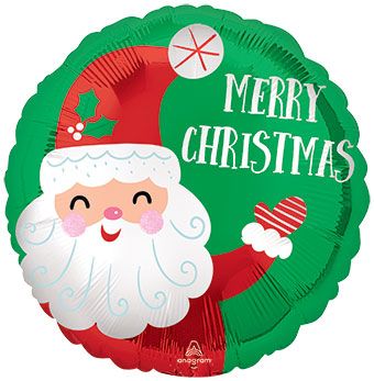 Santa Balloon 5-Pack - Merry Christmas Foil - Image 1