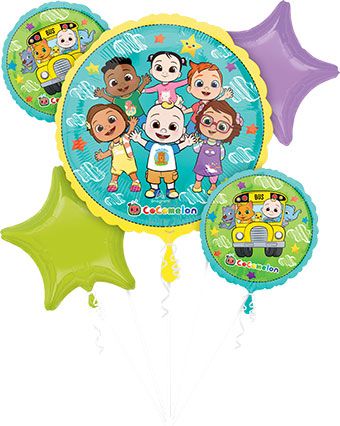 Cocomelon Balloon Bouquet - 5-Piece Party Decor - Image 1