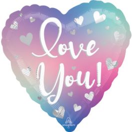 Love You Heart Foil Balloon 18 Inch Ombre - Valentine's Day - Image 1