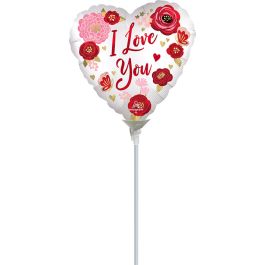 Heart Balloon 9 Inch I Love You Floral Foil - Image 1