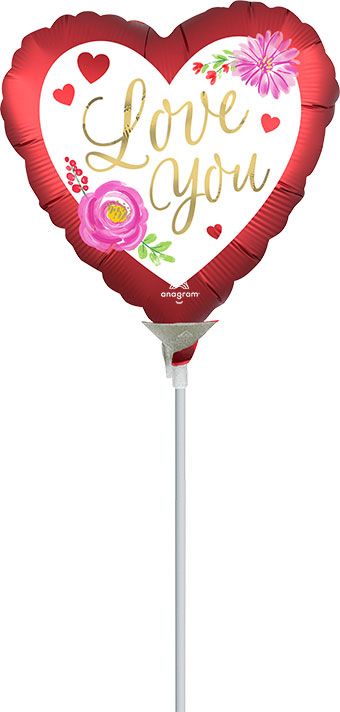 Love You Floral Heart Balloons - 5-Pack - Image 1