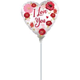 Heart Shape Foil Balloon 4 Inch - I Love You Flowers - Image 1