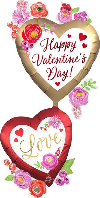 Valentine's Day Heart Balloon 52" - Floral - Image 1