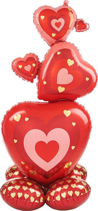 Stacking Hearts Balloon 55" - Valentine's Day Decor - Image 1