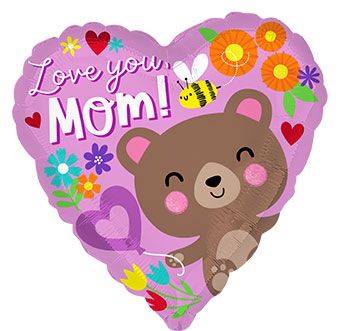 Love You Mom Bear Balloon - 5-Pack - Image 1